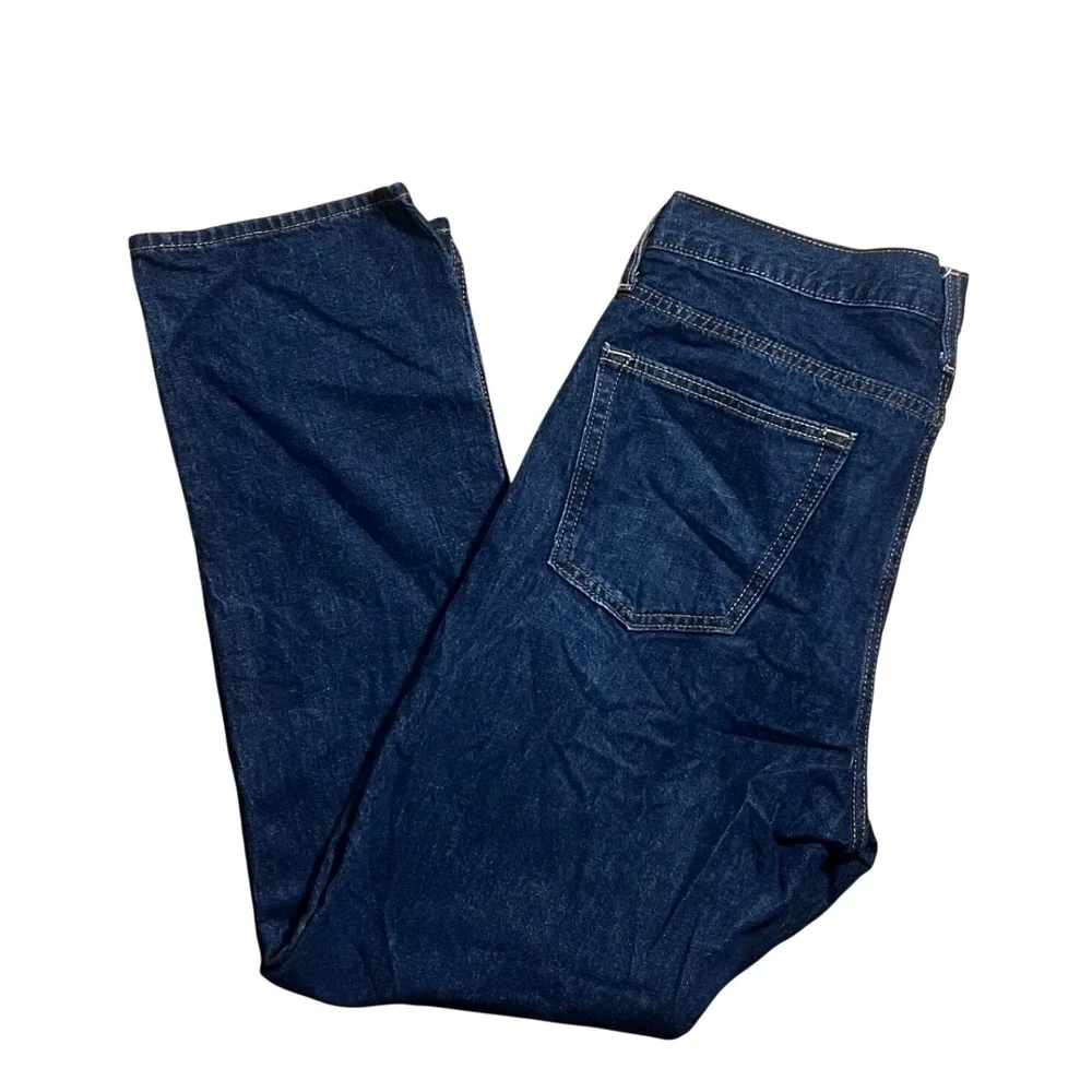 Old Navy Mens Straight Built-In Tough Jeans 34x32 Dark Wash Blue